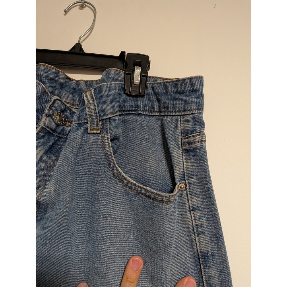 Vintage Y2K Cargo Wide Leg Jeans Medium Wash Distressed Hem Mens Size M - Picture 5 of 13